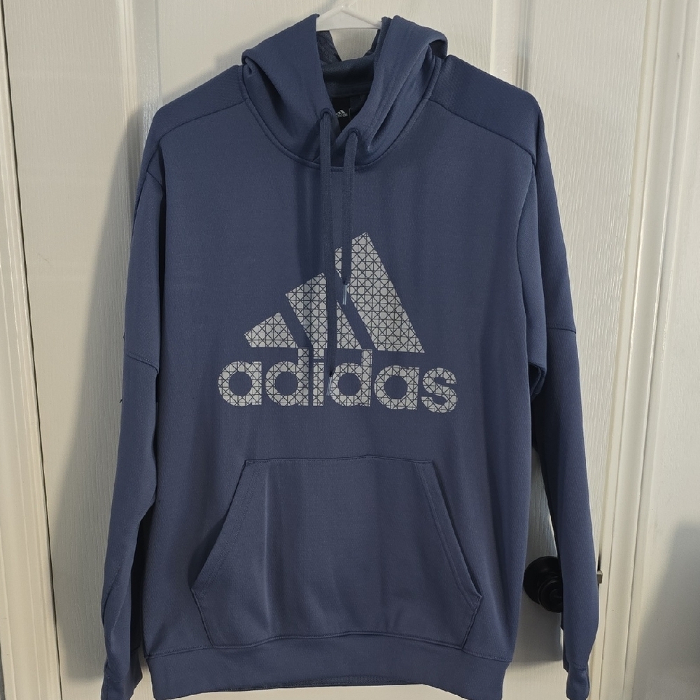 Adidas Blue Sweatshirt Hoodie with Iconic Logo